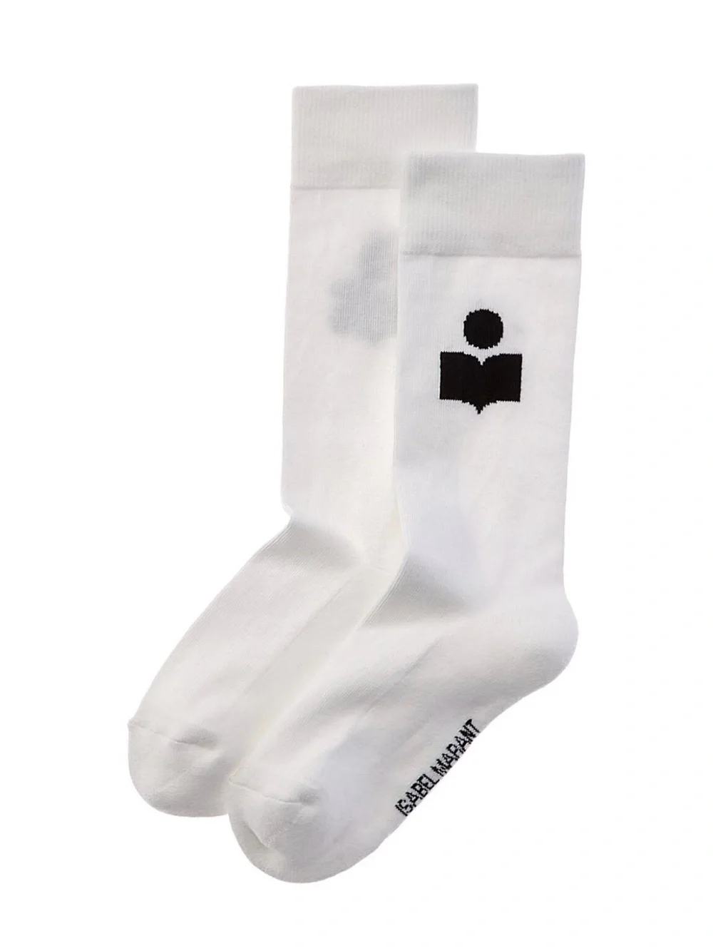 NWT Isabel Marant White Silocki Crew Socks with Black Logo Motif